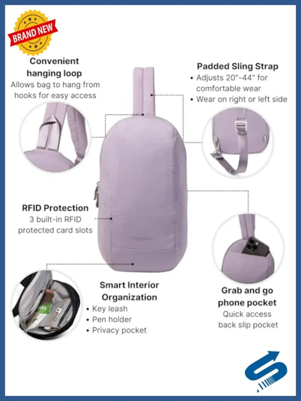 Lightweight Nylon Travel Sling Crossbody RFID